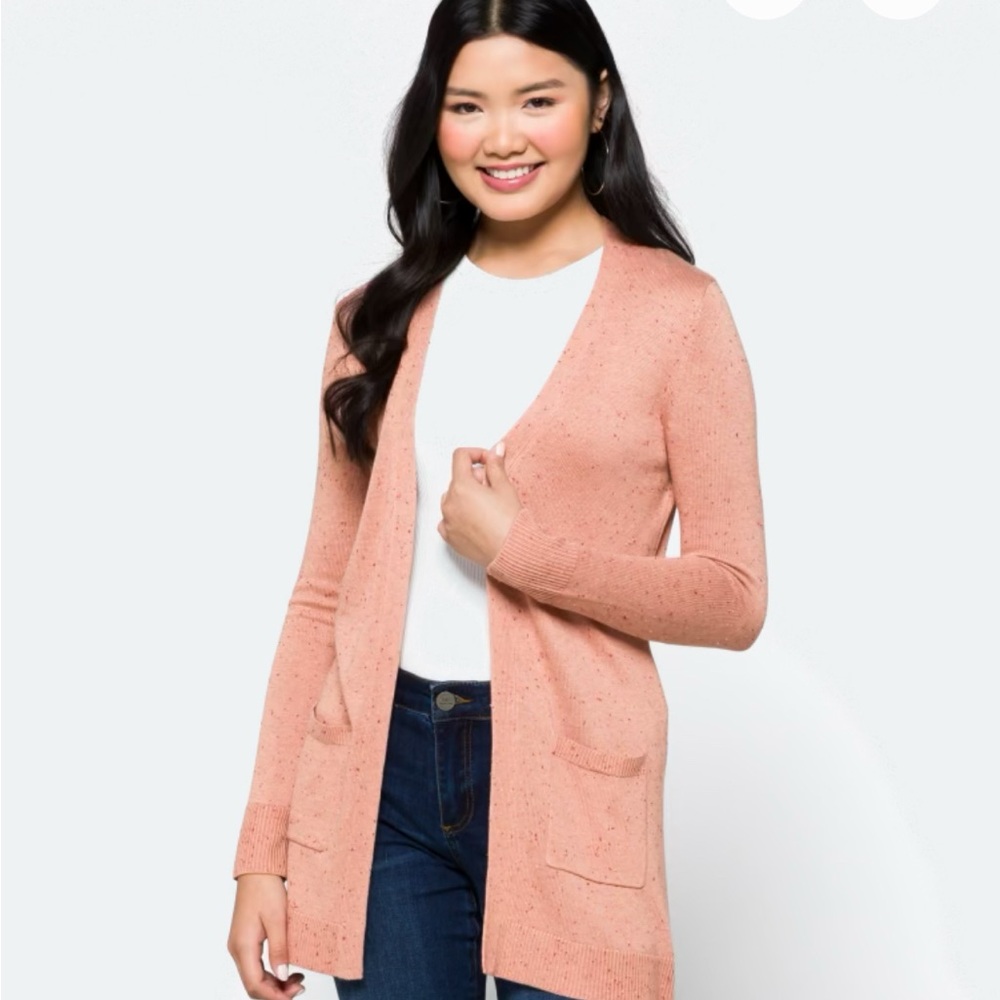 Stitches & Stripes Lillianna Lightweight Speckled Cardigan, medium, dusty rose